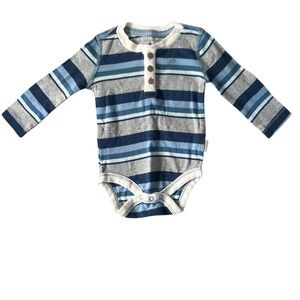 Burts Bees Baby Striped Henley Onesie | 0-3M